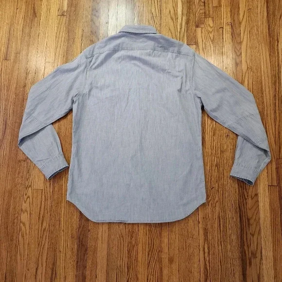 Ralph Lauren Black Label Mens Denim Button Down Shirt Size L Grey - Picture 9 of 10